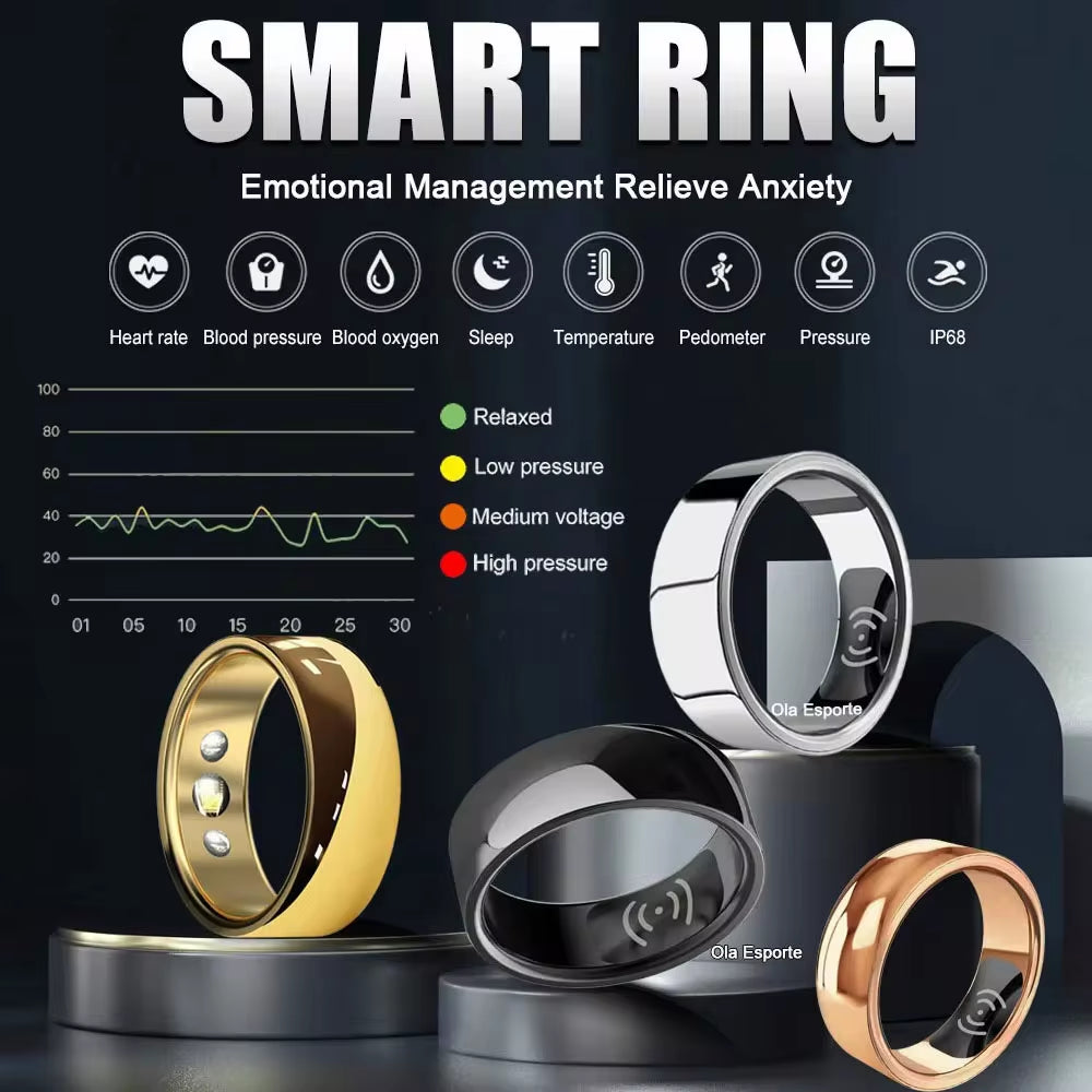 2024 Smart Health Ring Women Men Heart Rate Body Temperature Sport Bluetooth Ring Wireless Charging Smart Sensor Ring for Xiaomi